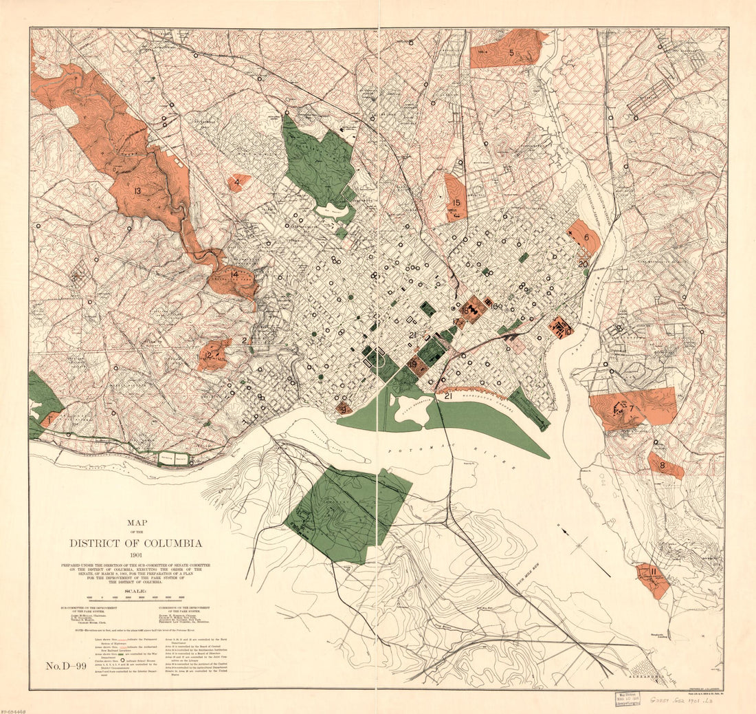 This old map of Map of the District of Columbia : from 1901 was created by  District of Columbia. Commission on the Improvement of the Park System, James G. Langdon,  Committee on the Improvement of the Park System in 1901
