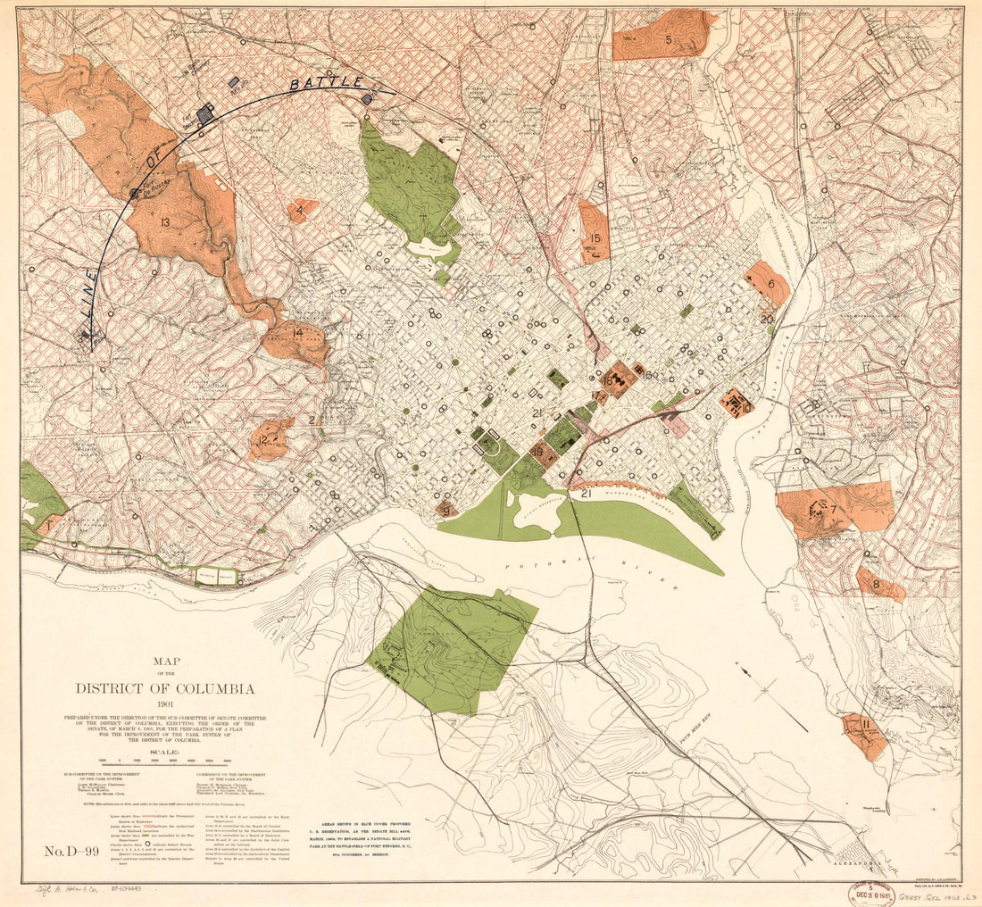 This old map of Map of the District of Columbia : 1901 from 1902 was created by  District of Columbia. Commission on the Improvement of the Park System, James G. Langdon,  Committee on the Improvement of the Park System in 1902