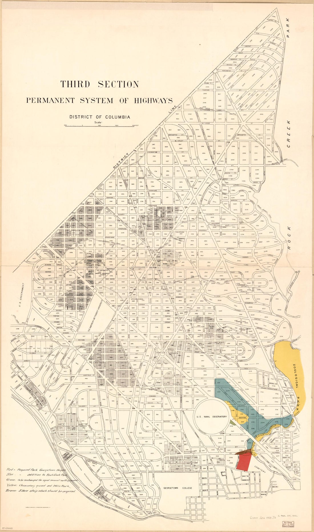 This old map of Third Section, Permanent System of Highways, District of Columbia from 1908 was created by  in 1908