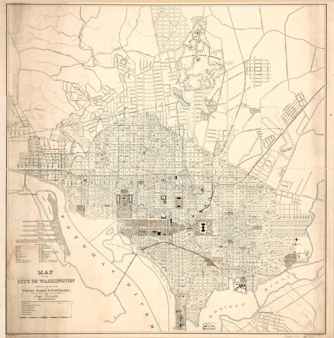 This old map of Map of the City of Washington Showing the System of Water Supply &amp; Distribution : to Accompany the Annual Report of Cap&