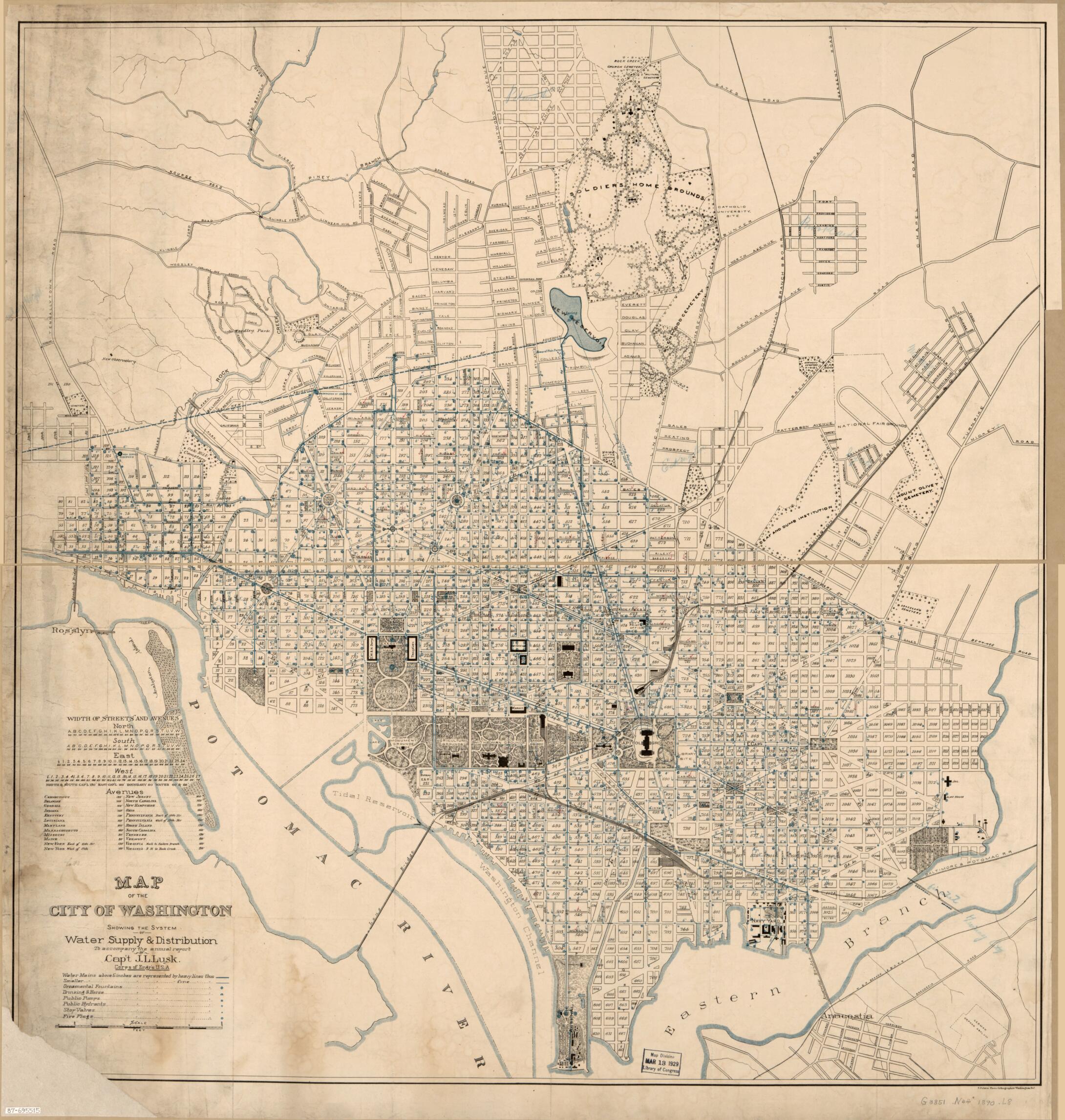 This old map of Map of the City of Washington Showing the System of Water Supply &amp; Distribution : to Accompany the Annual Report of Cep&