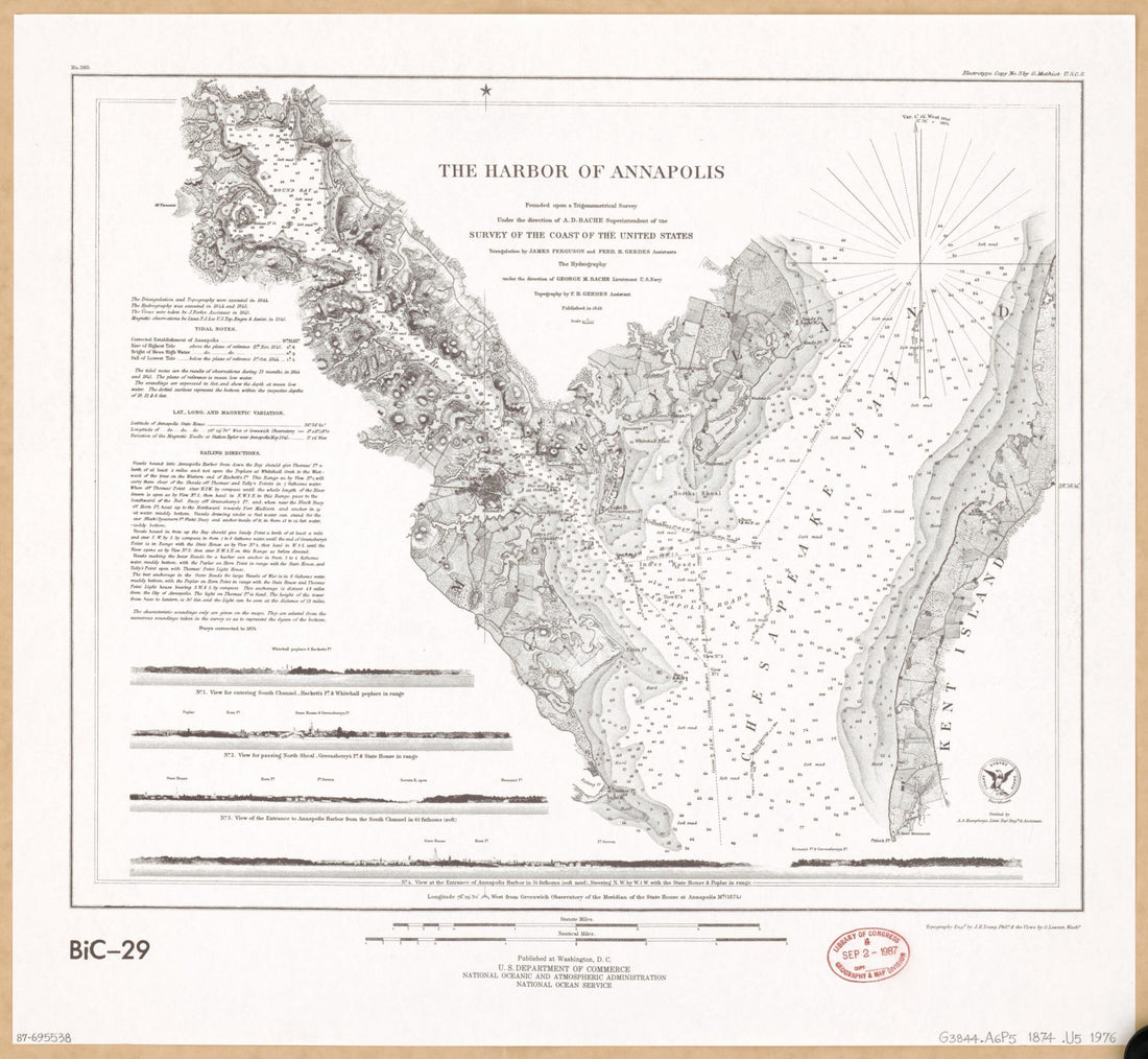 This old map of The Harbor of Annapolis : Founded Upon a Trigonometrical Survey from 1874 was created by A. D. (Alexander Dallas) Bache,  United States Coast Survey,  United States. National Ocean Service in 1874