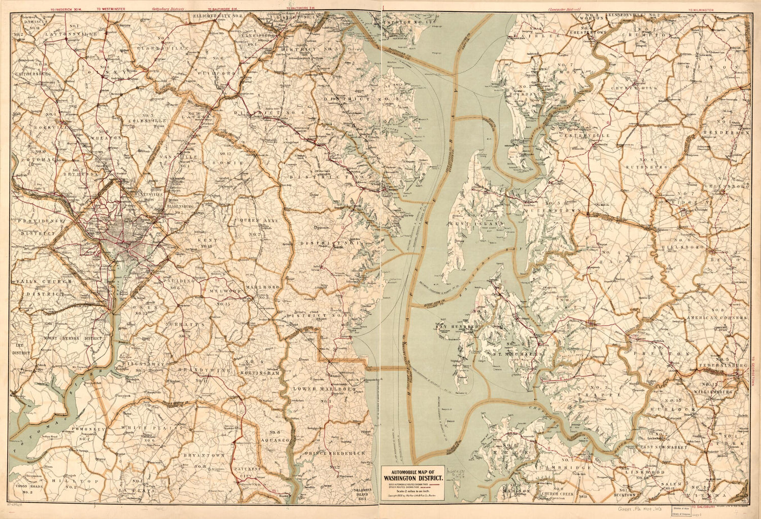 This old map of Automobile Map of Washington District from 1909 was created by  Walker Lith. &amp; Pub. Co in 1909
