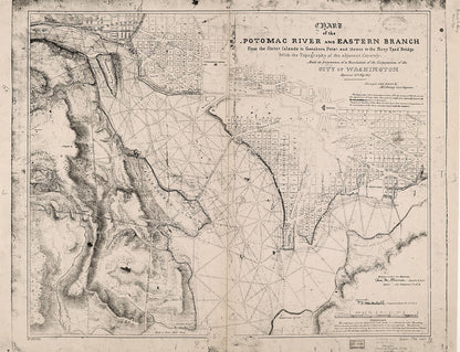 Chart of the Potomac River and Eastern Branch from the Sister Islands to Geesboro Point and Thence to the Navy Yard Bridge : With the Topography of the Adjacent Country : Made In Pursuance of a Resolution of the Corporation of the City of Washington, ... by Relic Map Company