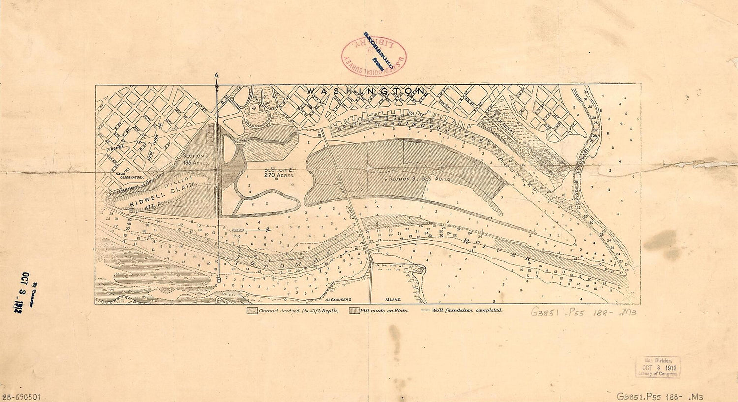 This old map of Map Showing Reclamation of Potomac River Estuary at Washington D.C. to Form Harbor and the Potomac Parks from 1880 was created by  in 1880