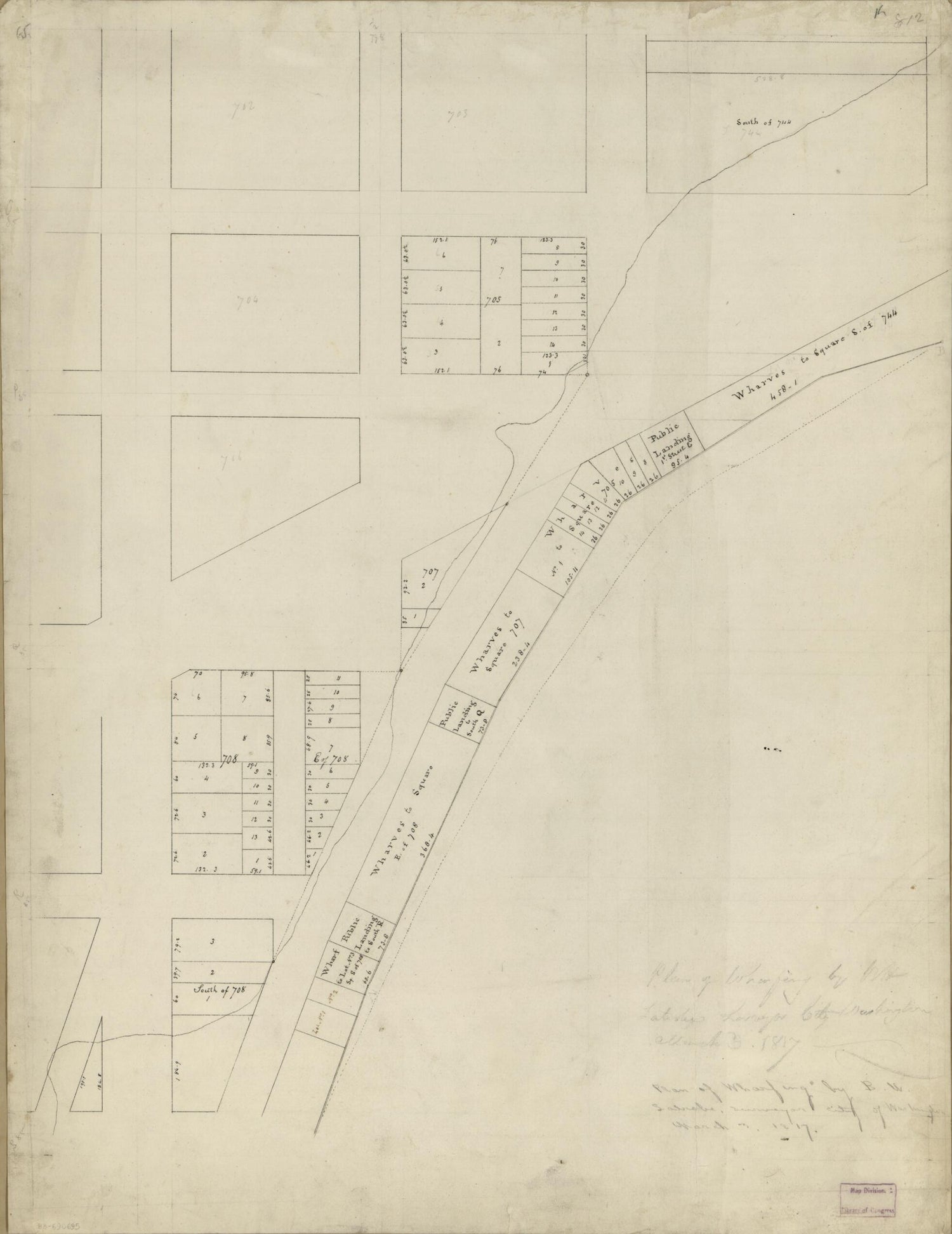 This old map of Plan of Wharfing : Anacostia River Waterfront, Washington D.C. from 1817 was created by Benjamin Henry Latrobe in 1817