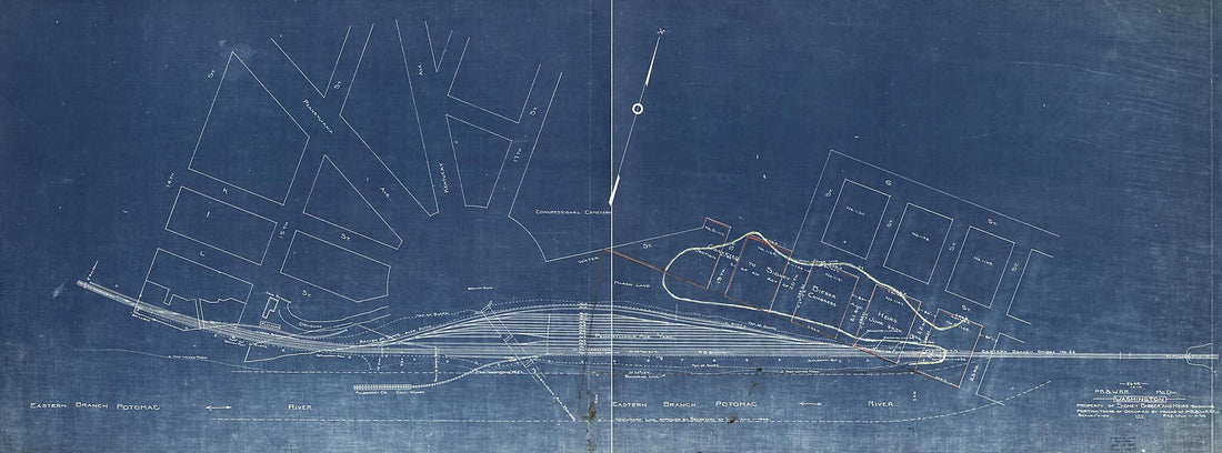 This old map of Washington, Property of Sidney Bieber and Heirs Showing Portion There of Occupied by Tracks of P.B &amp; W.Railroad Co from 1906 was created by Sidney Bieber, Baltimore &amp; Washington Railroad Company. Maryland Division Philadelphia in 1906