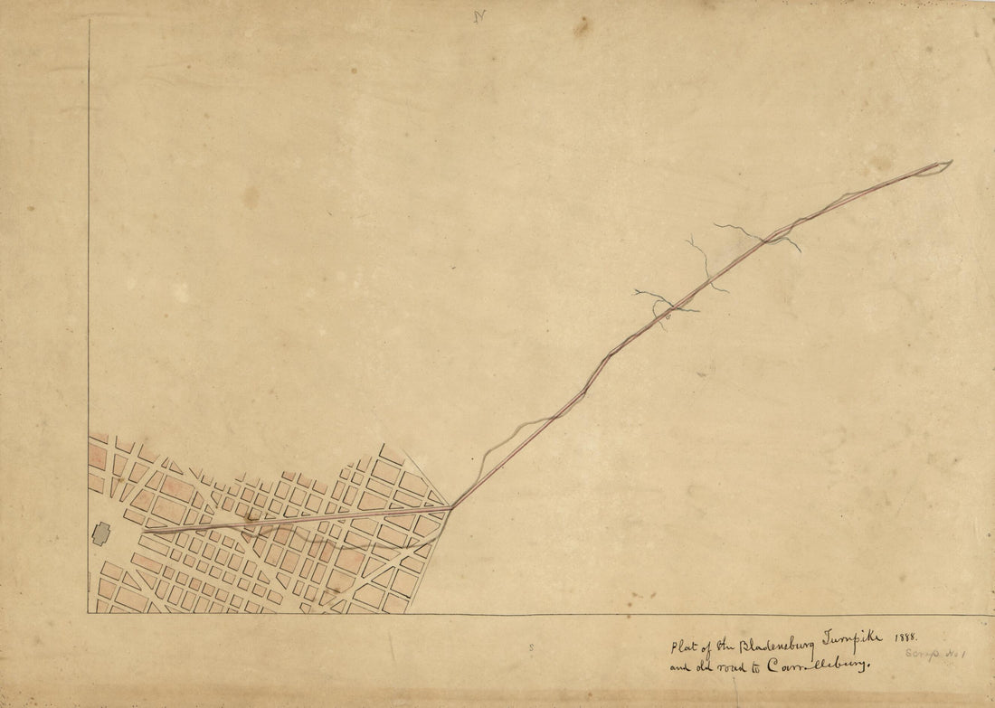 This old map of Plat of the Bladensburg Turnpike and Old Road to Carrollsburg from 1888 was created by  Association of the Oldest Inhabitants of the District of Columbia in 1888