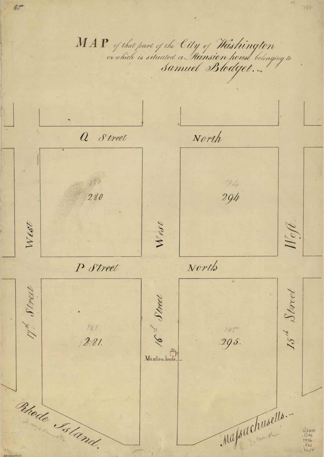 This old map of House Belonging to Samuel Blodget from 1796 was created by N. (Nicholas) King in 1796