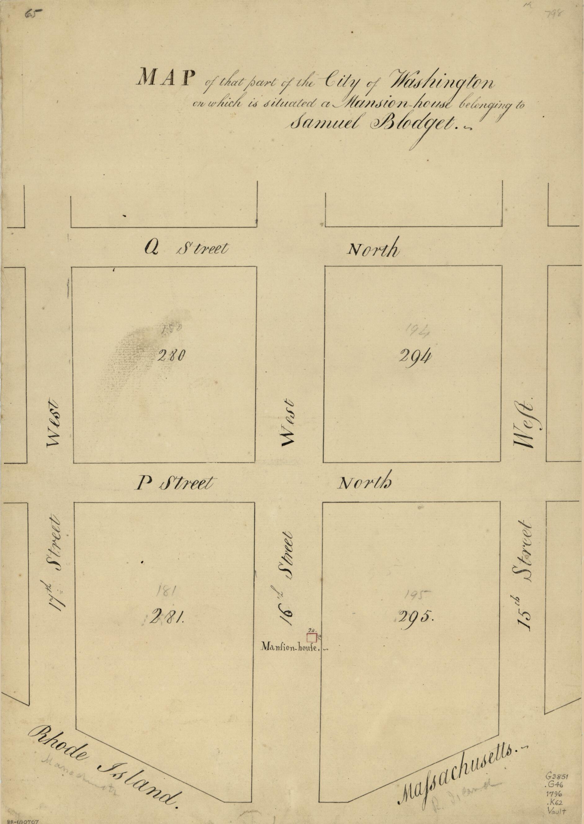 This old map of House Belonging to Samuel Blodget from 1796 was created by N. (Nicholas) King in 1796
