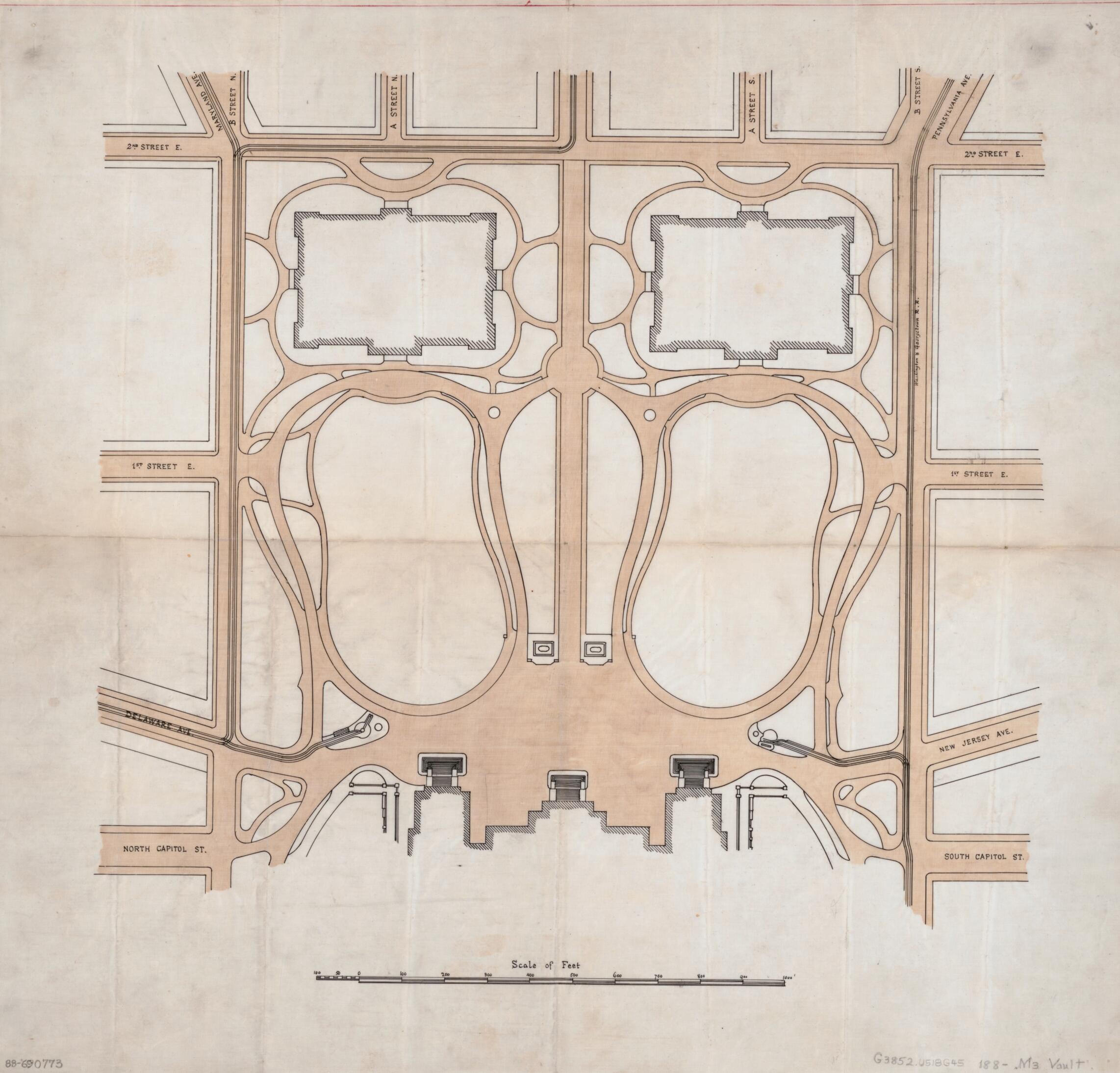 This old map of Map of the Proposed Enlargement and Replanning of the Capitol Grounds, Washington D.C. from 1880 was created by  in 1880