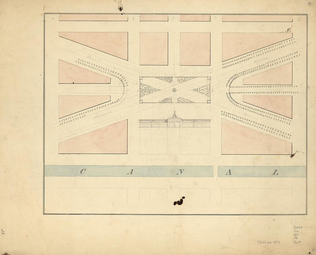 This old map of Plan of the Center Market and Surrounding Squares, Washington D.C. from 1820 was created by  in 1820