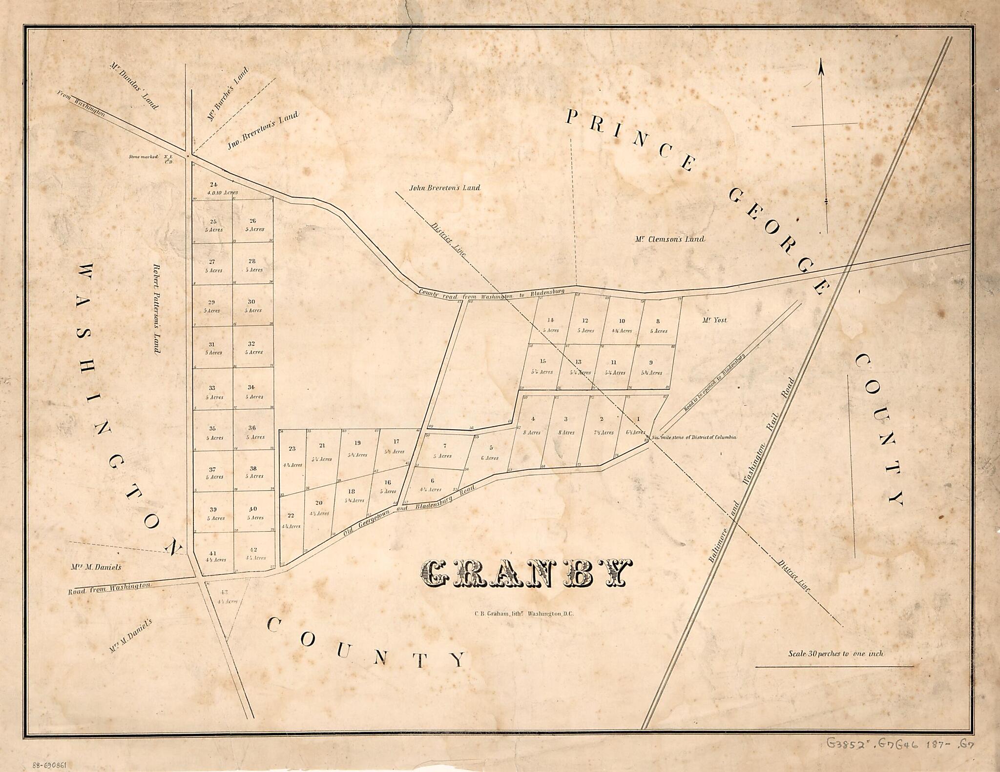 This old map of Granby : part of N.E. Washington D.C. from 1870 was created by C. B. (Curtis B.) Graham in 1870