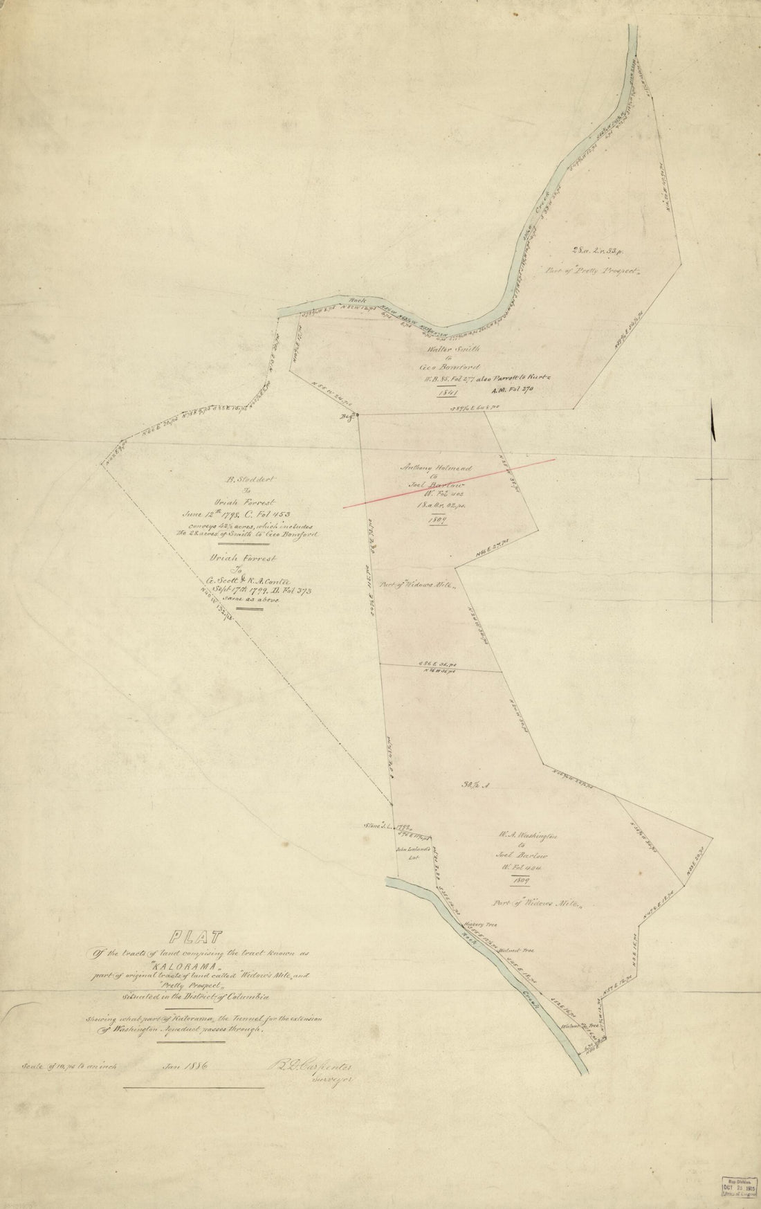 This old map of Plat of the Tracts of Land Comprising the Tract Known As Kalorama : Part of Original Tracts of Land Called Widow&