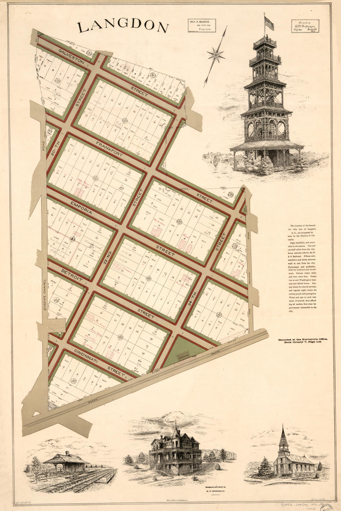 This old map of Langdon : part of N.E. Washington D.C. from 1890 was created by G. M. Anderson, Ira J. Baker, E. P. Sherman in 1890