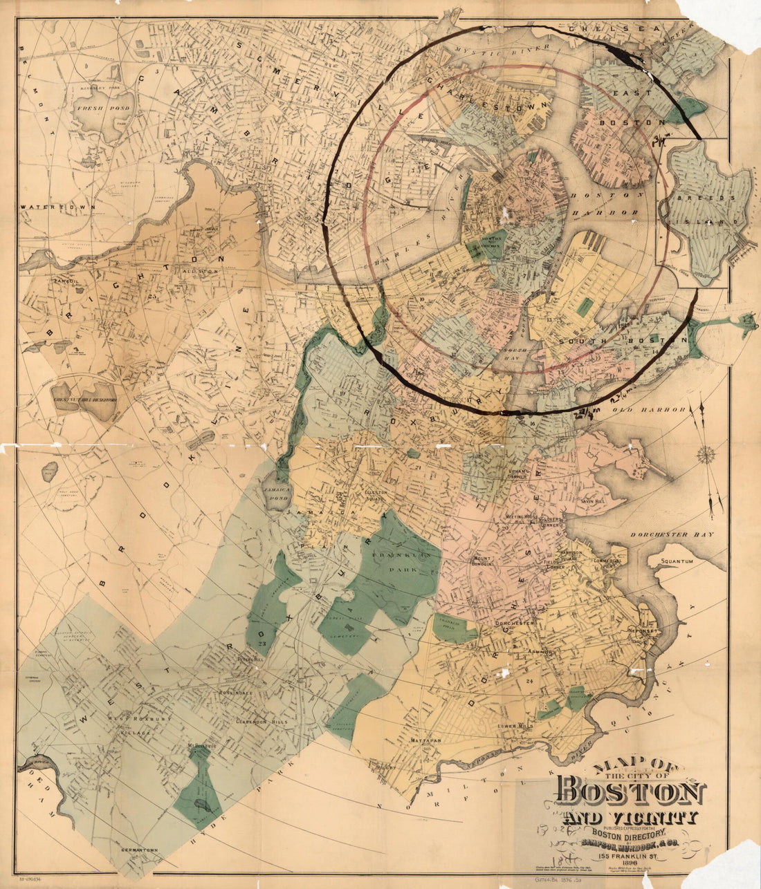 This old map of Map of the City of Boston and Vicinity from 1896 was created by Murdock & Co Sampson in 1896