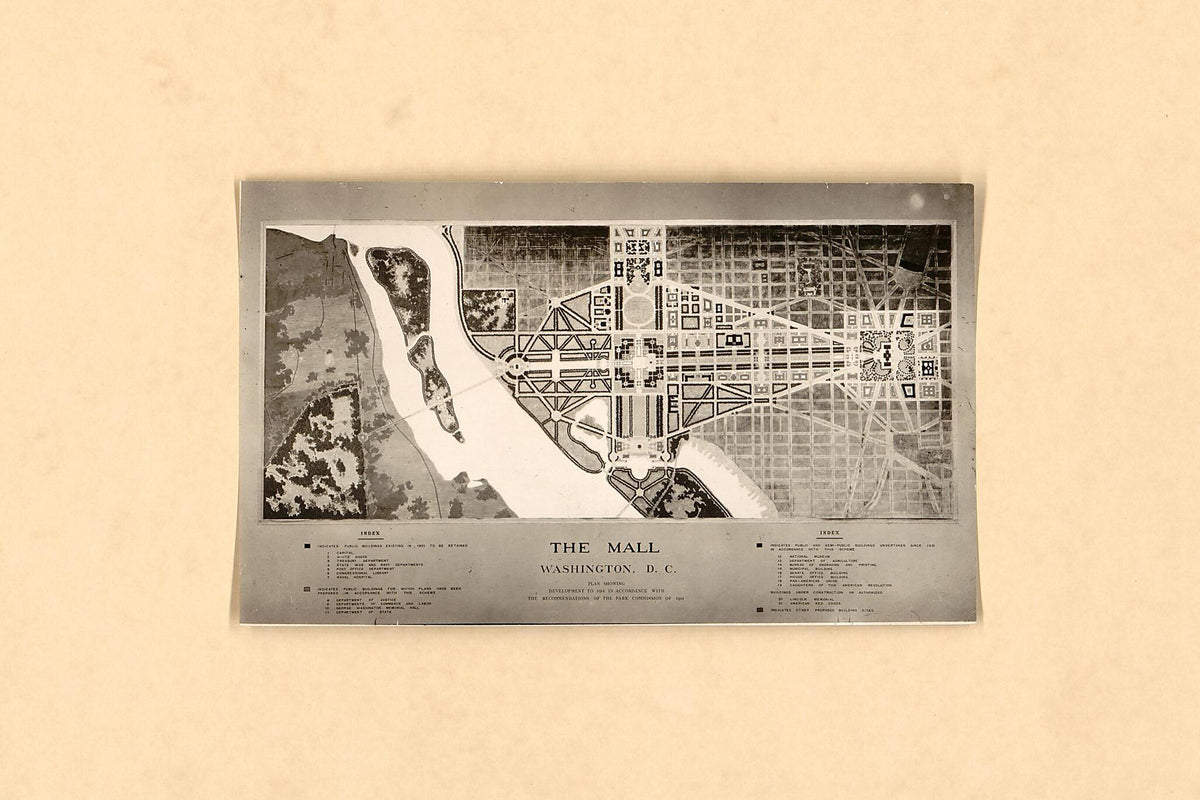The Mall, Washington, D.C. : Plan Showing Development to 1914 In Accordance With the Recommendations of the Park Commission of 1901 by Relic Map Company