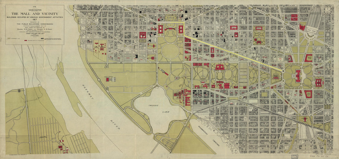 This old map of Washington, the Mall and Vicinity, Public Buildings Occupied by Various Government Activities : from 1917 was created by K. Hilding Beij, W. W. (William Wright) Harts, James G. Langdon, C. S. (Clarence Self) Ridley,  United States. Congre