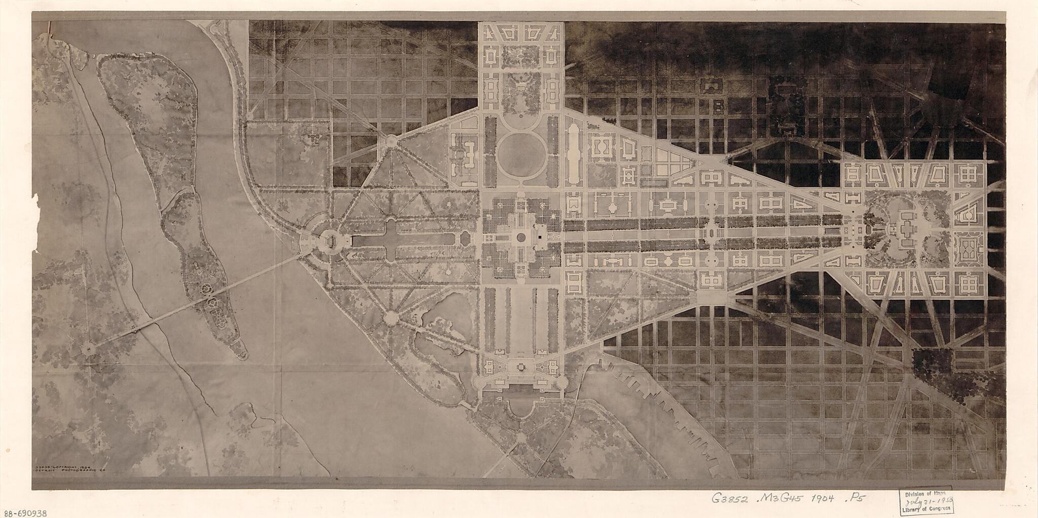 This old map of Planning Map of the Mall and Adjacent Areas, Washington D.C. from 1904 was created by  Detroit Photographic Co in 1904