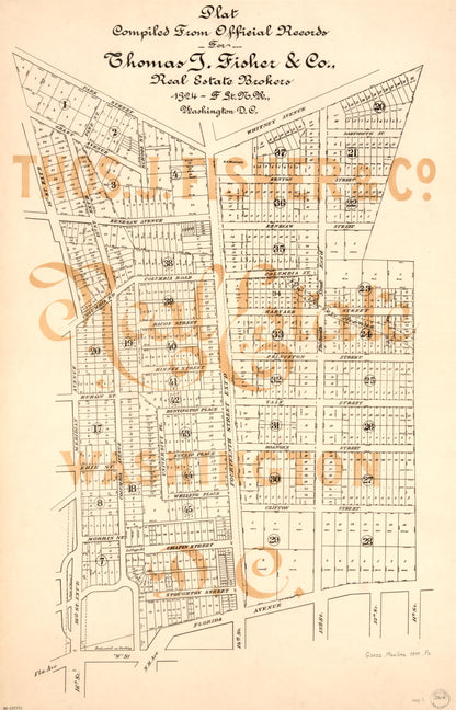F St. N.W., Washington D.C. : parts of Mount Pleasant, Meridian Hill, and Columbia Heights, Washington D.C. 1899 by Relic Map Company