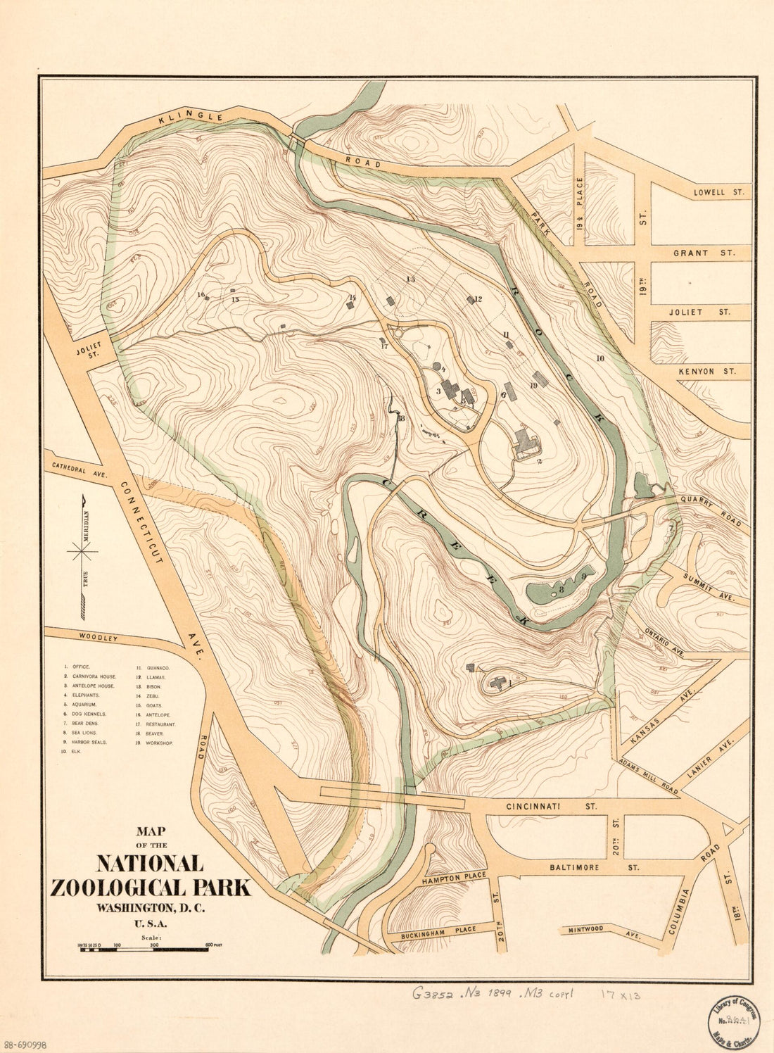 This old map of Map of the National Zoological Park, Washington, D.C., U.S.A from 1899 was created by  in 1899