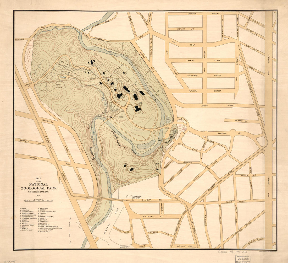 This old map of Map of the National Zoological Park, Washington, D.C from 1914 was created by  Geological Survey (U.S.) in 1914