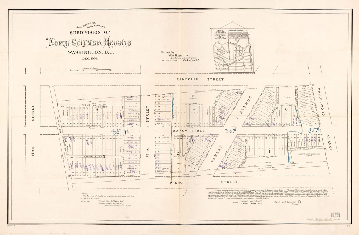 This old map of Geo. P. Robinson and Daniel K. Trimmer&