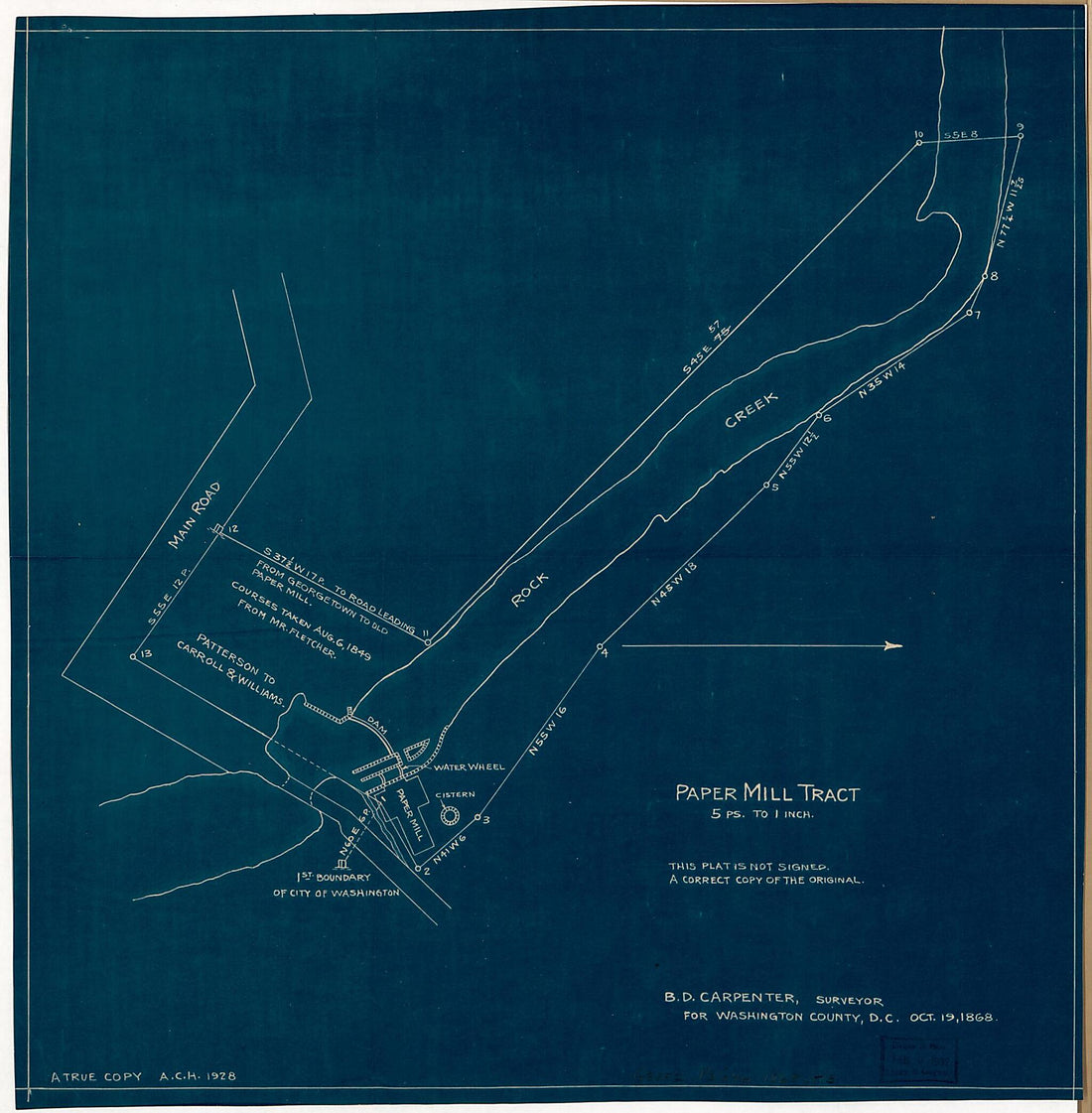 This old map of Paper Mill Tract : on Rock Creek, N.W. Washington D.C. from 1868 was created by B. D. (Benjamin D.) Carpenter, A. C. (Artemas Canfield) Harmon in 1868