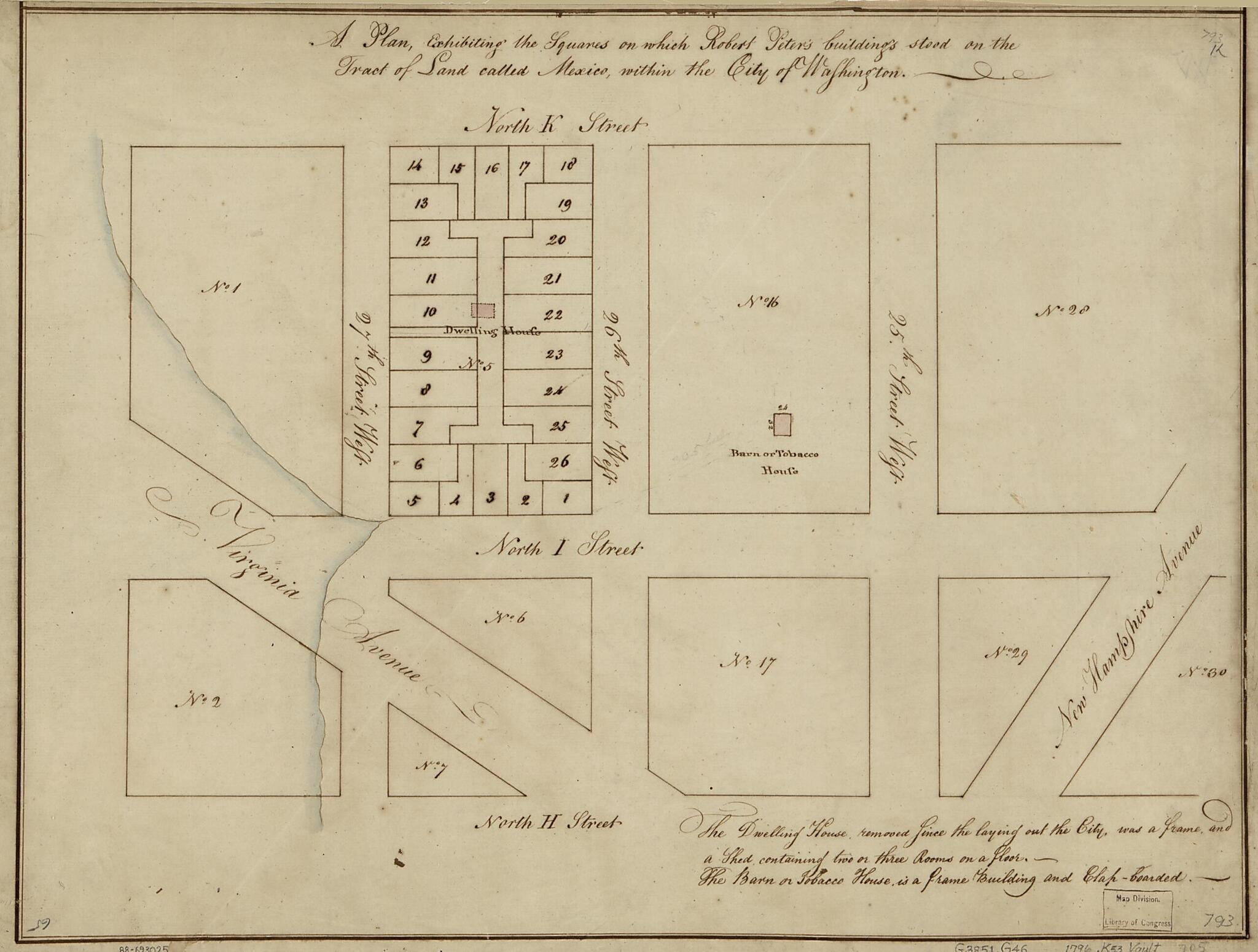 This old map of A Plan Exhibiting the Squares On Which Robert Peter&