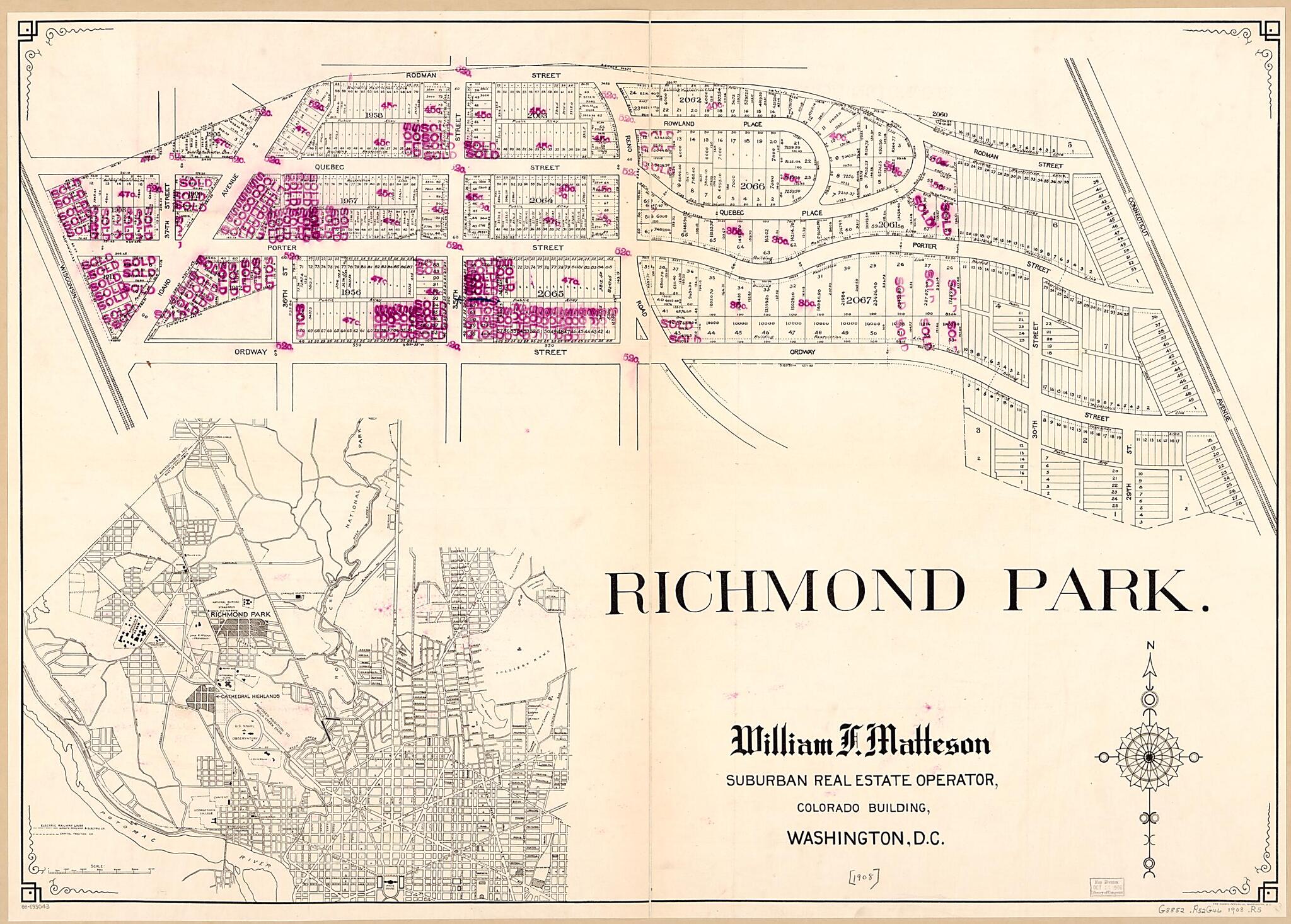 This old map of Richmond Park : Washington D.C. from 1908 was created by William F. Matteson in 1908