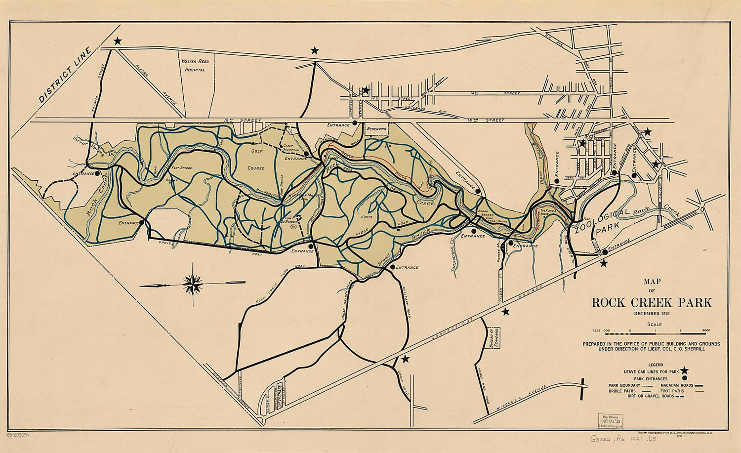 This old map of Map of Rock Creek Park : December from 1921 : Washi was created by C. O. (Clarence Osborne) Sherrill,  United States. Army. Engineer Reproduction Plant,  United States. Office of Public Buildings and Grounds in 1921