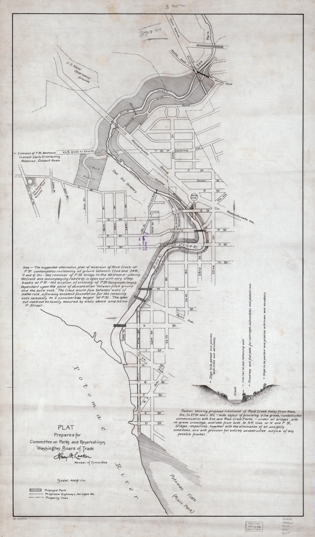 This old map of Plat Prepared for Committee On Parks and Reservations, Washington Board of Trade : Rock Creek and Potomac Parkway, Washington D.C. from 1900 was created by Henry B. Looker,  Washington Board of Trade. Committee on Parks and Reservations i