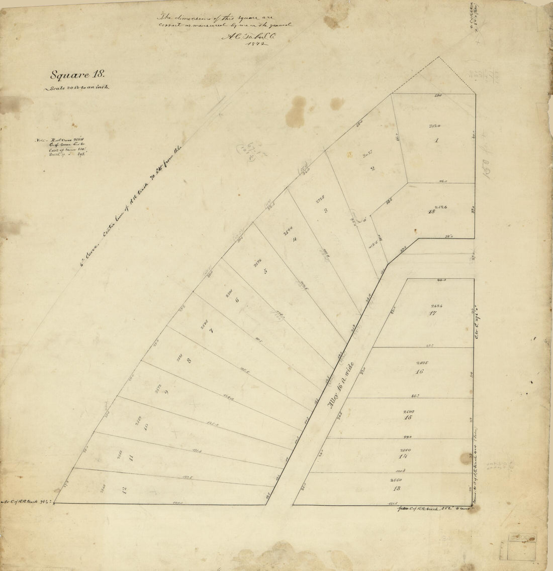 This old map of Square 18 : Washington D.C.? from 1872 was created by A. C. Taber in 1872