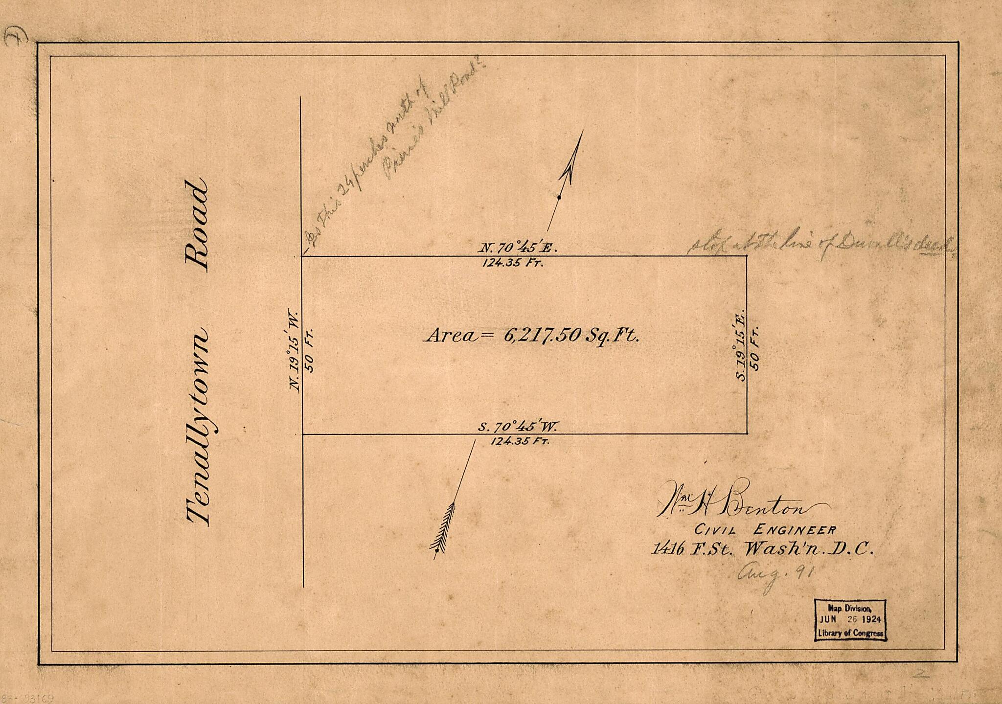 This old map of Cadastral Survey Map of a Land Tract Fronting Tennallytown Road North of Pierce&