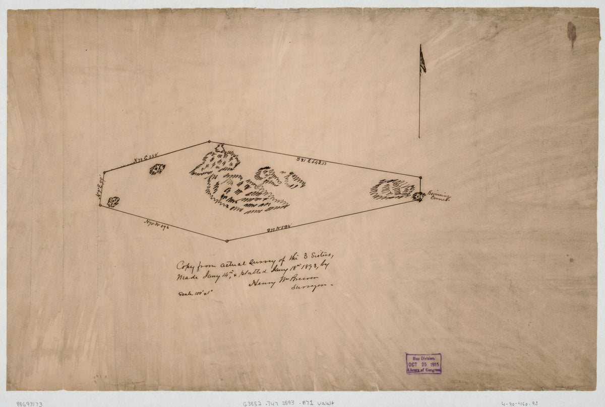 Copy from Actual Survey of the 3 Sisters : Potomac River, Washington D.C. 1893 by Relic Map Company
