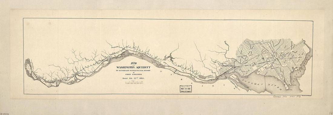 This old map of Maps of the Washington Aqueduct, Md. and Washington D.C. : to Accompany Supplemental Report of Chief Engineer Dated Feb. 22nd from 1864 was created by  United States. Congress. Senate in 1864