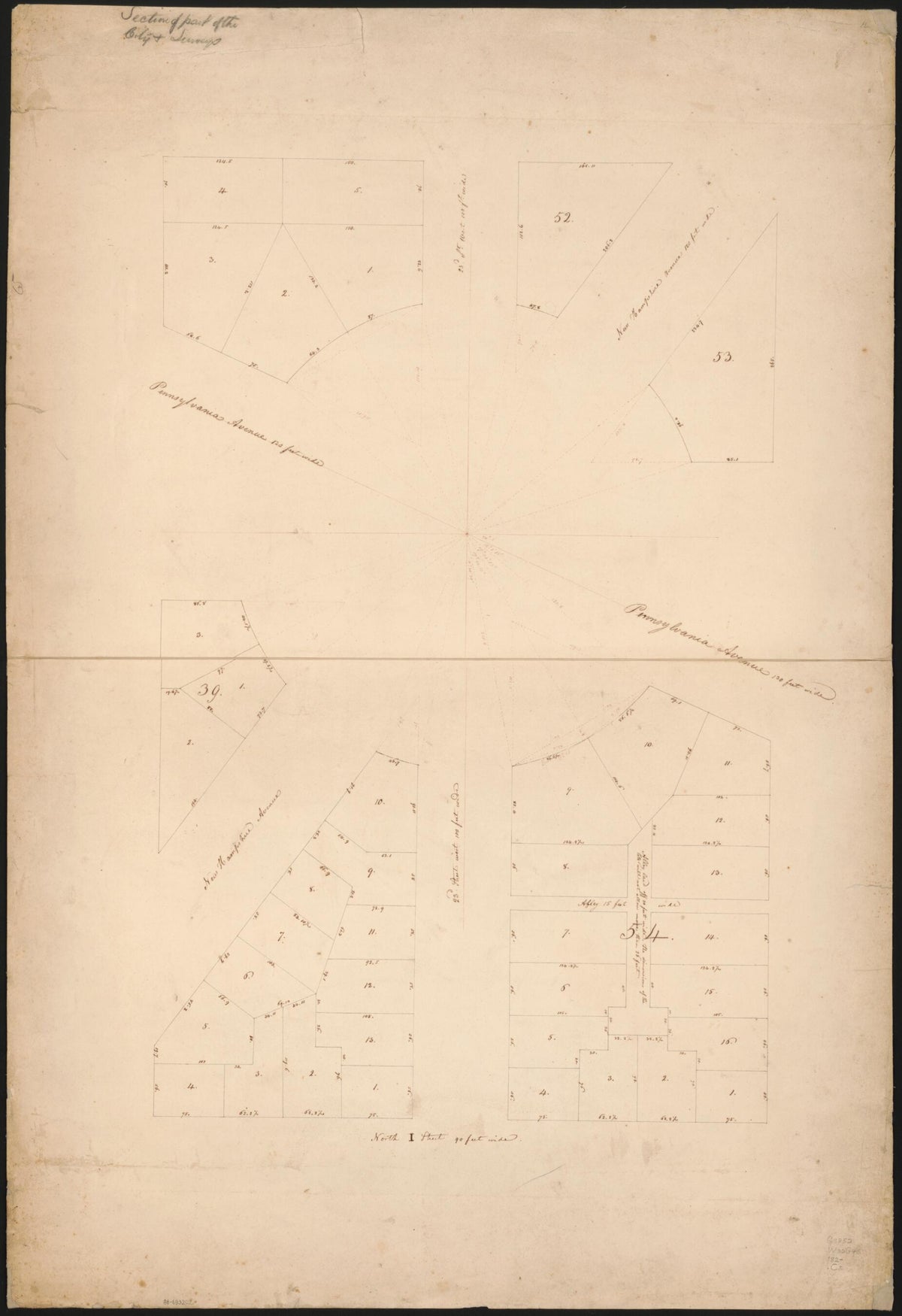 Cadastral Map of the Blocks Surrounding Washington Circle, Washington D.C. 1820 by Relic Map Company