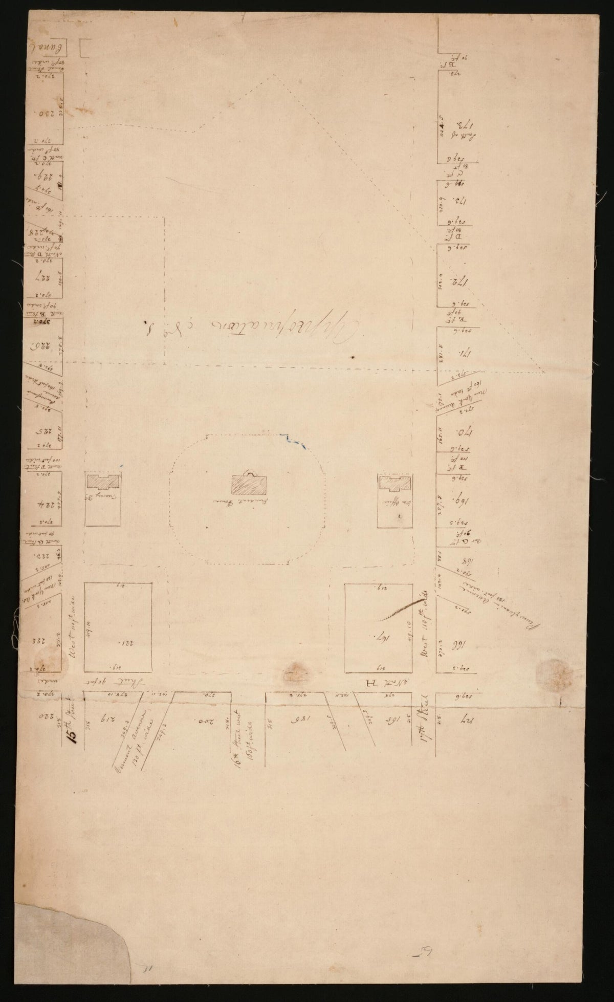 Map of the White House Grounds, Washington D.C. 1800 by Relic Map Company
