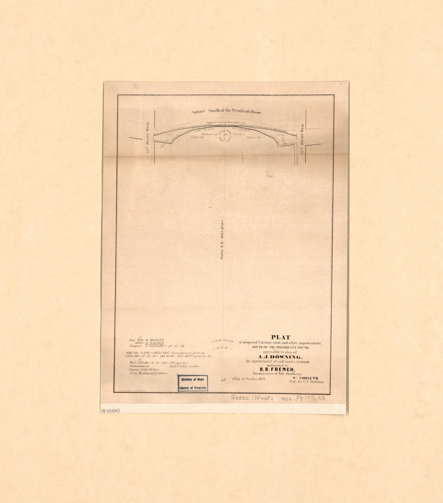 This old map of Plat of Proposed Carriage Road and Other Improvements South of the President&