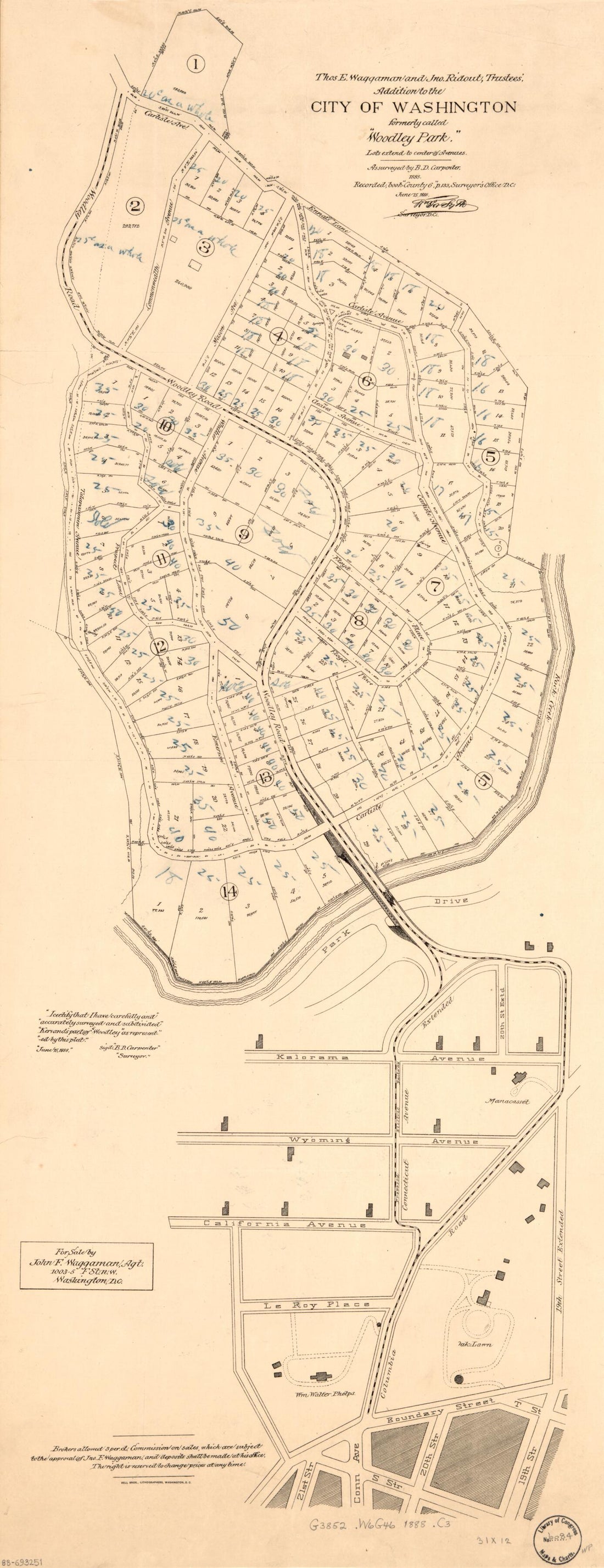 This old map of Thos. E. Waggaman and Jno. Ridout, Trustees&