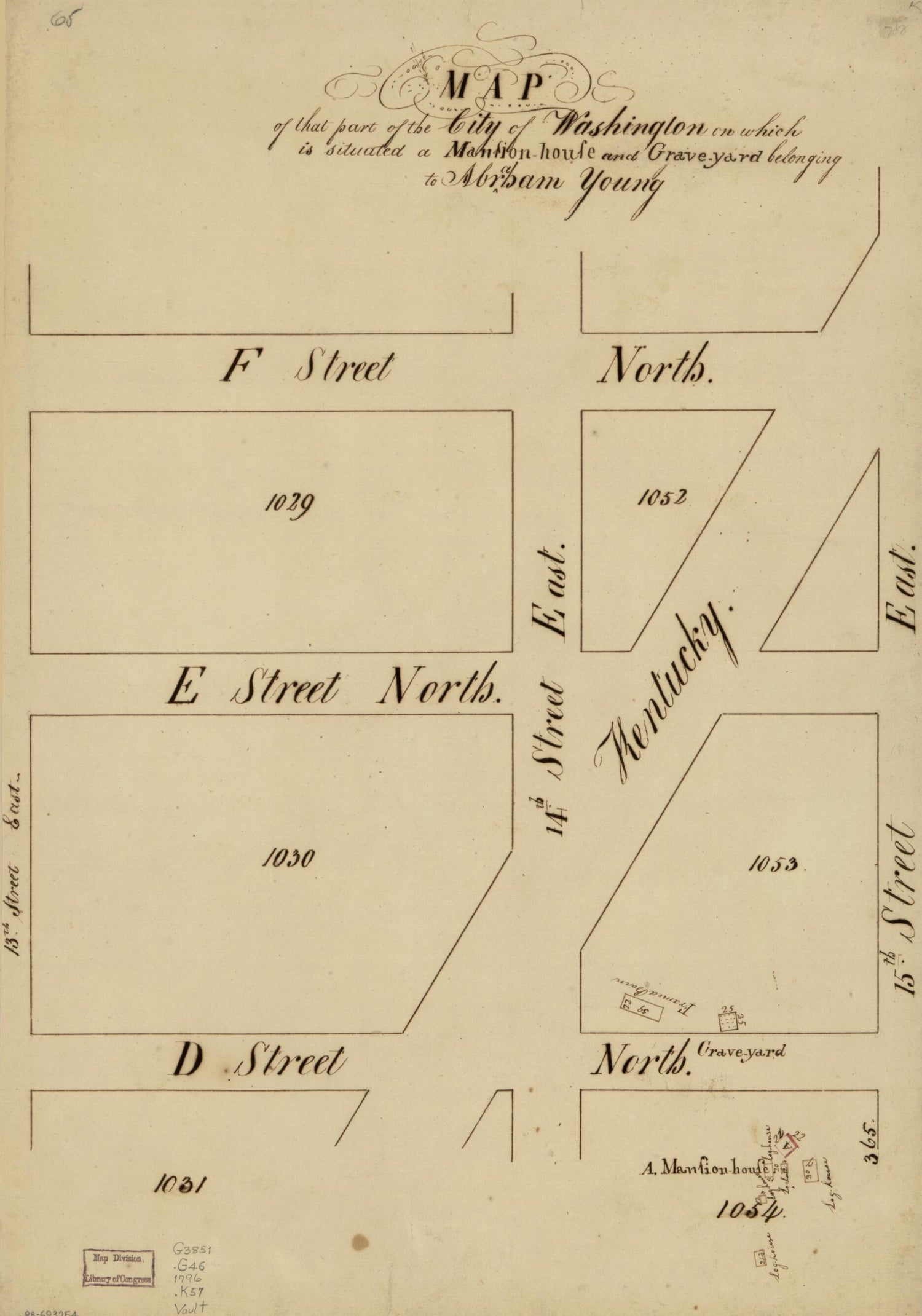 This old map of House and Grave-yard Belonging to Abraham Young from 1796 was created by N. (Nicholas) King in 1796