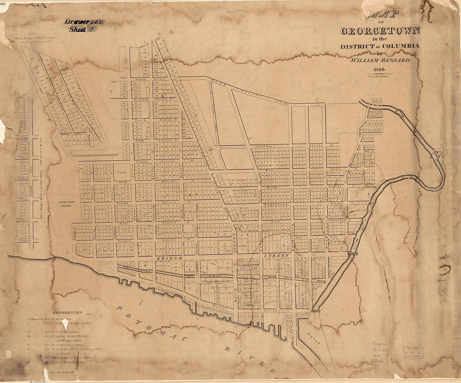 This old map of Map of Georgetown In the District of Columbia from 1830 was created by William Bussard, William Harrison in 1830