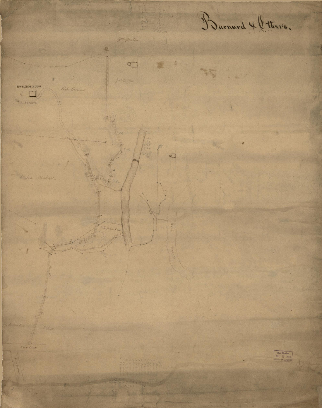 This old map of Lane from Road Street, Georgetown, to Barnards House and Lands Binding Thereon : Washington D.C. from 1800 was created by  in 1800