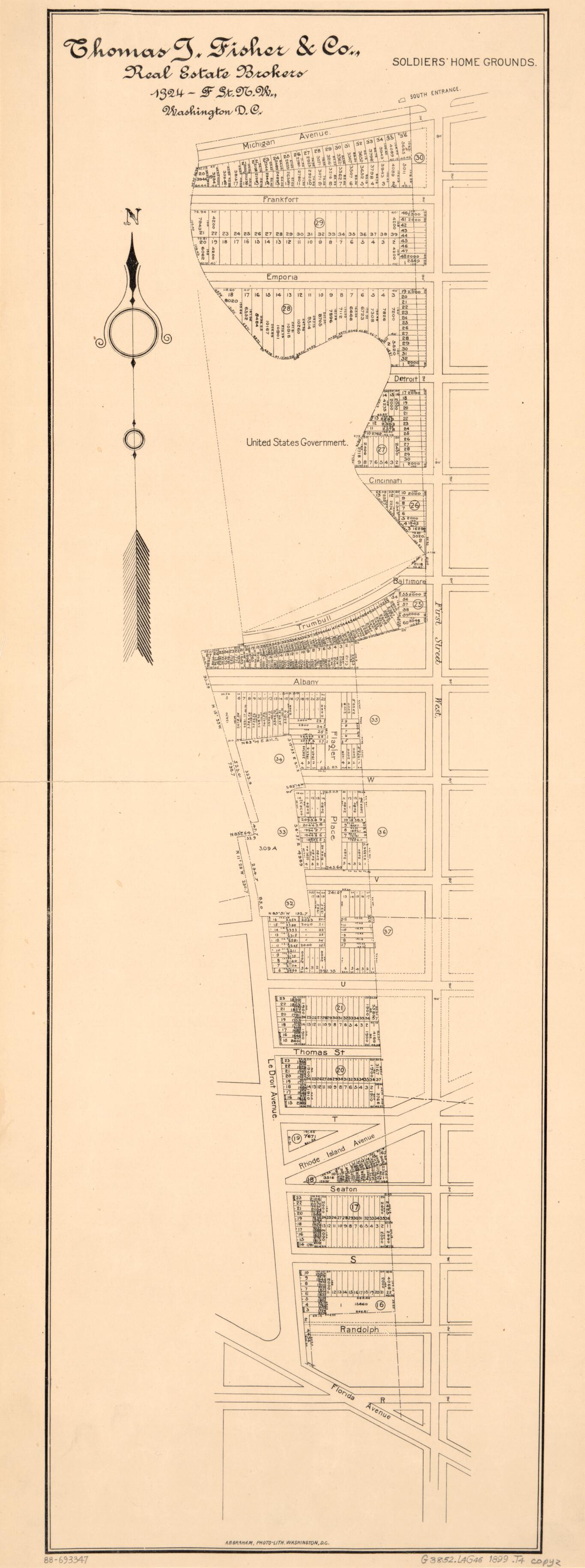 This old map of Cadastral Map of Eastern Part of LeDroit Park and Blocks Northward to the Soldiers&