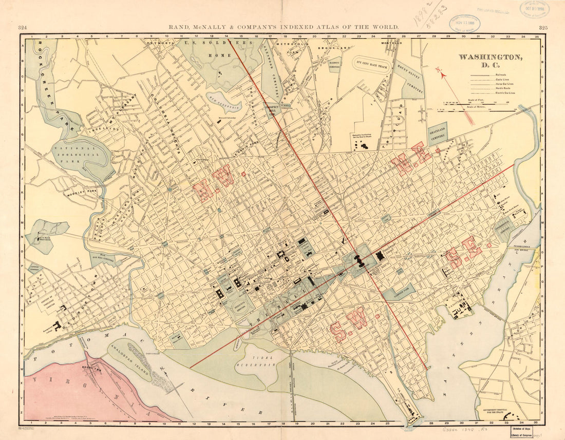 This old map of Washington, D.C from 1898 was created by  Rand McNally and Company in 1898