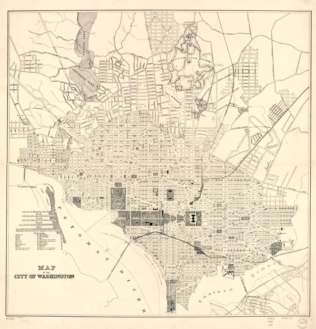 This old map of Map of the City of Washington from 1898 was created by  District of Columbia,  Norris Peters Co in 1898