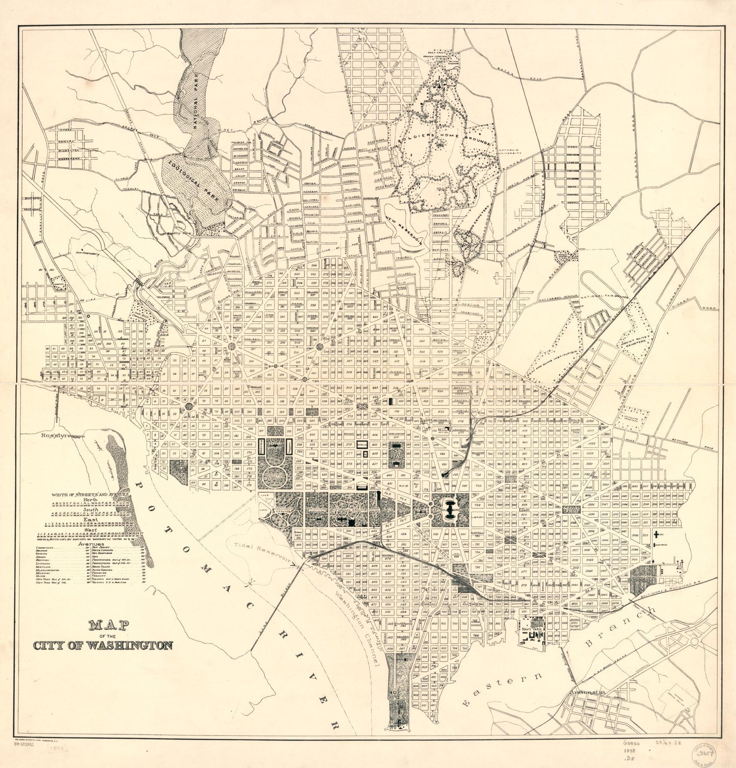 This old map of Map of the City of Washington from 1898 was created by  District of Columbia,  Norris Peters Co in 1898