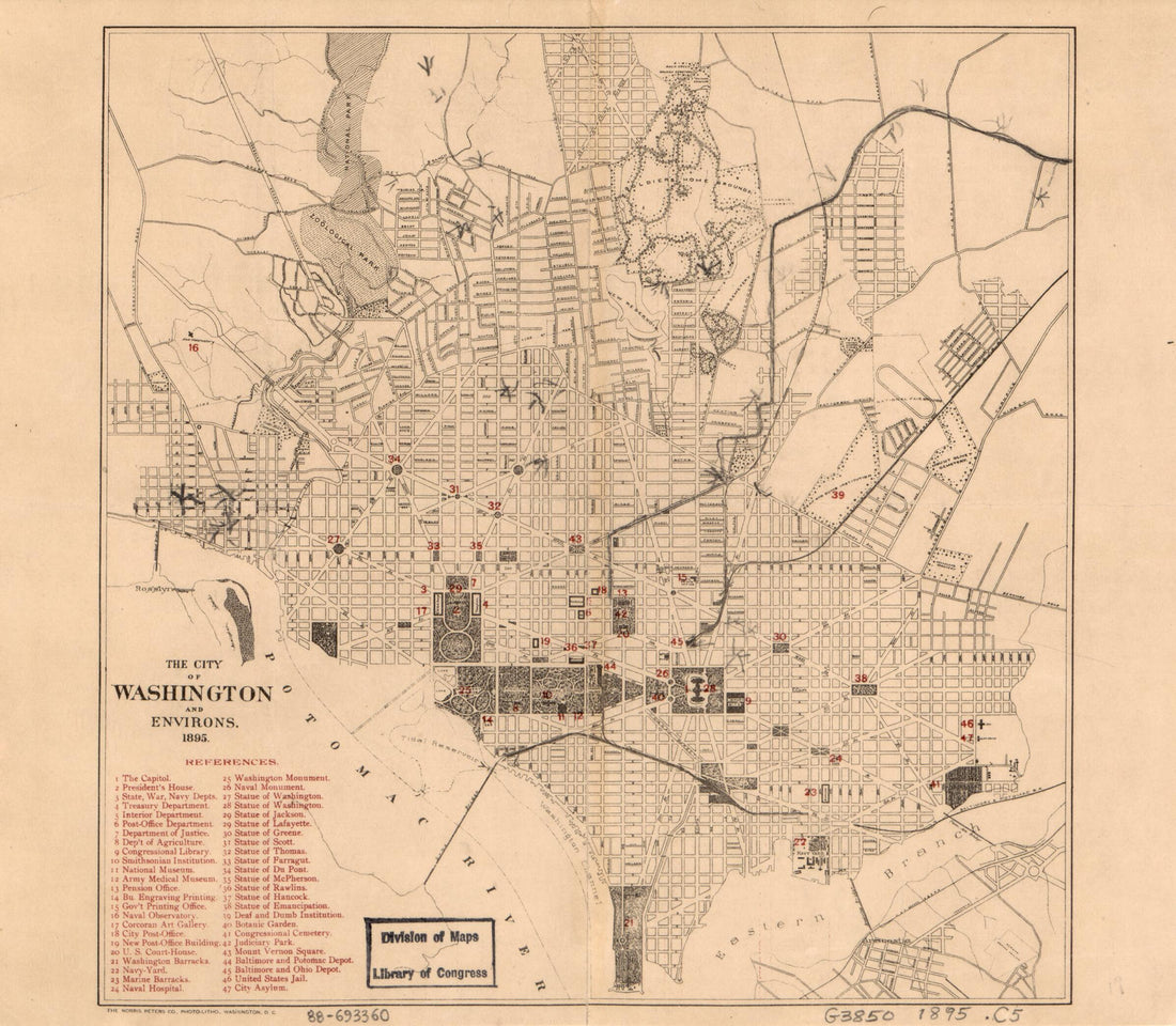 This old map of The City of Washington and Environs : from 1895 was created by  Norris Peters Co in 1895