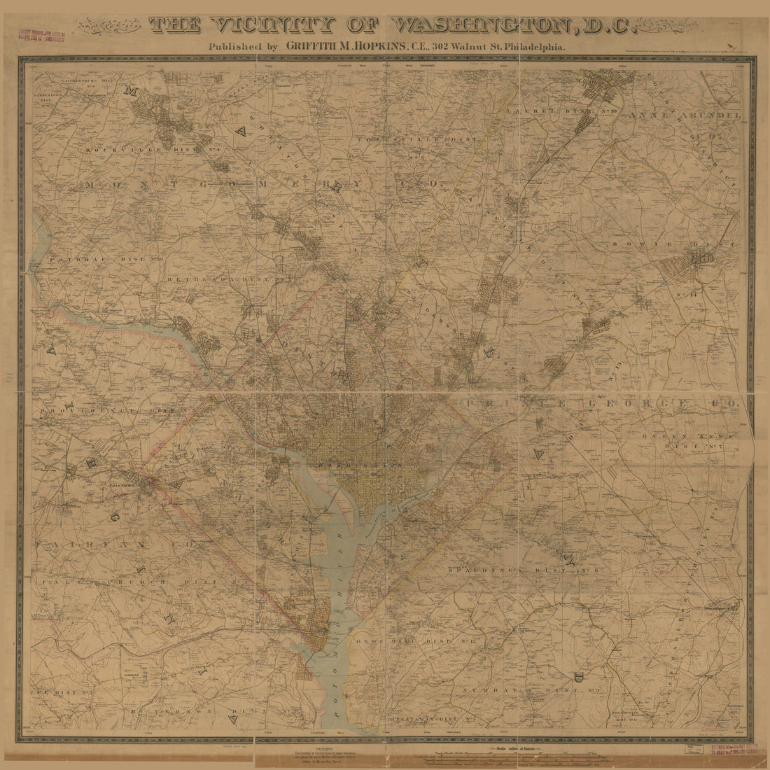 This old map of The Vicinity of Washington, D.C from 1894 was created by Griffith Morgan Hopkins in 1894