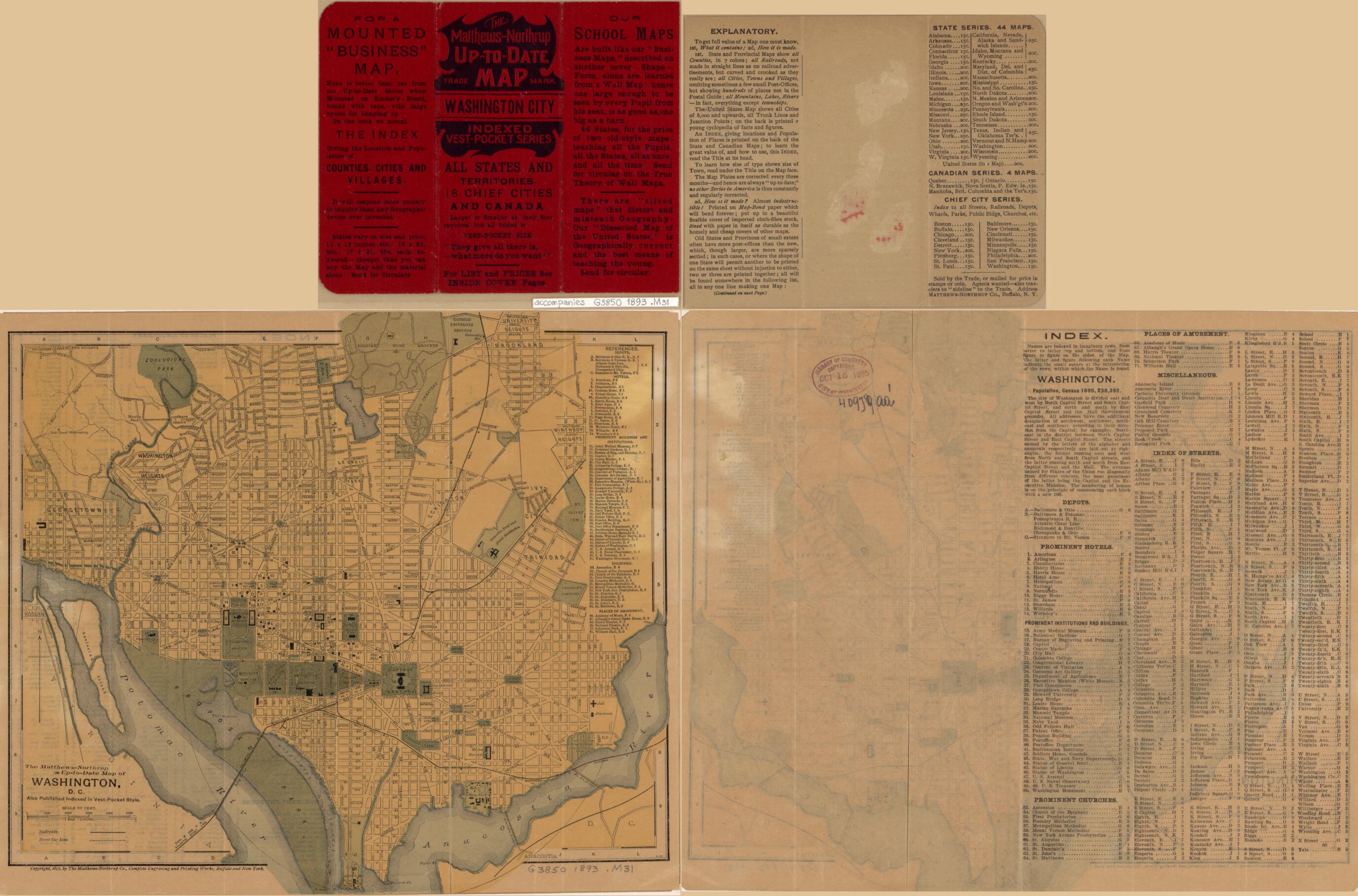 This old map of Northrup Up-to-date Map of Washington, D.C from 1893 was created by  Northrup Company in 1893